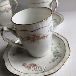 Z S & C Bavaria Demitasse Cup & Saucer Set Of 5 Pink Blue Floral Orleans ZSC60