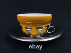 Zani Tulipano MCM Espresso Demitasse Set 6 Stainless Steel & Porcelain Cups