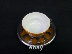 Zani Tulipano MCM Espresso Demitasse Set 6 Stainless Steel & Porcelain Cups