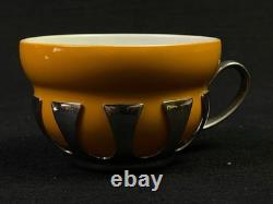 Zani Tulipano MCM Espresso Demitasse Set 6 Stainless Steel & Porcelain Cups